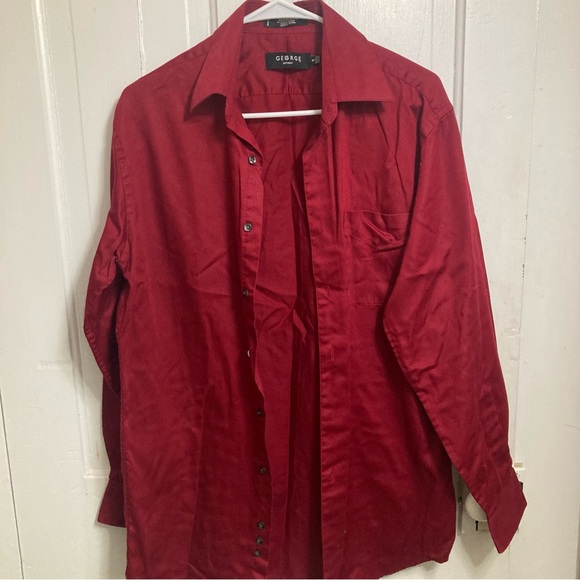 Mens George red sateen button down shirt size small - Picture 1 of 3